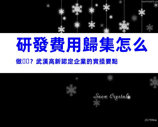 研發費用歸集怎么做？武漢高新認定企業的實操要點